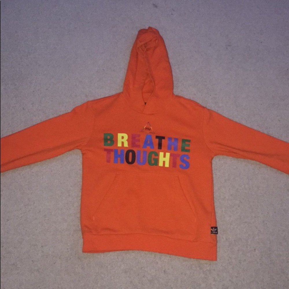 Neon orange Hu breathe thoughts adidas kid sweater